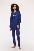 Meisjes-Dames Pyjama, donkerblauw