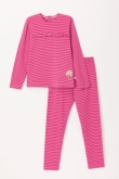 Meisjes-Dames Pyjama, roze-lila streep