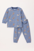 Jongens-Heren Pyjama, labradoodle print blauw