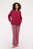 Meisjes-Dames sweater en broek, framboos-rood