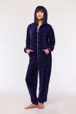 Meisjes-Dames Onesie, kersjes print donkerblauw