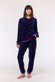 Meisjes-Dames Pyjama, kersjes print donkerblauw