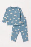 Unisex Pyjama, wolken print blauw