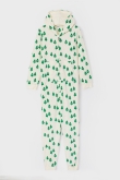 Onesie van velours met allover print kerstbomen